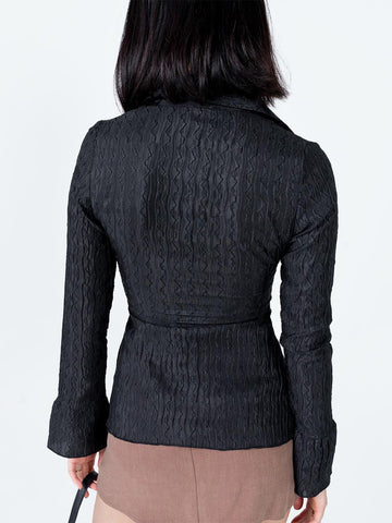 Textured Fitted Flare Sleeve Button Shirt