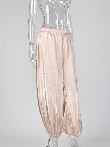 Silky Satin Elastic Hem Pants