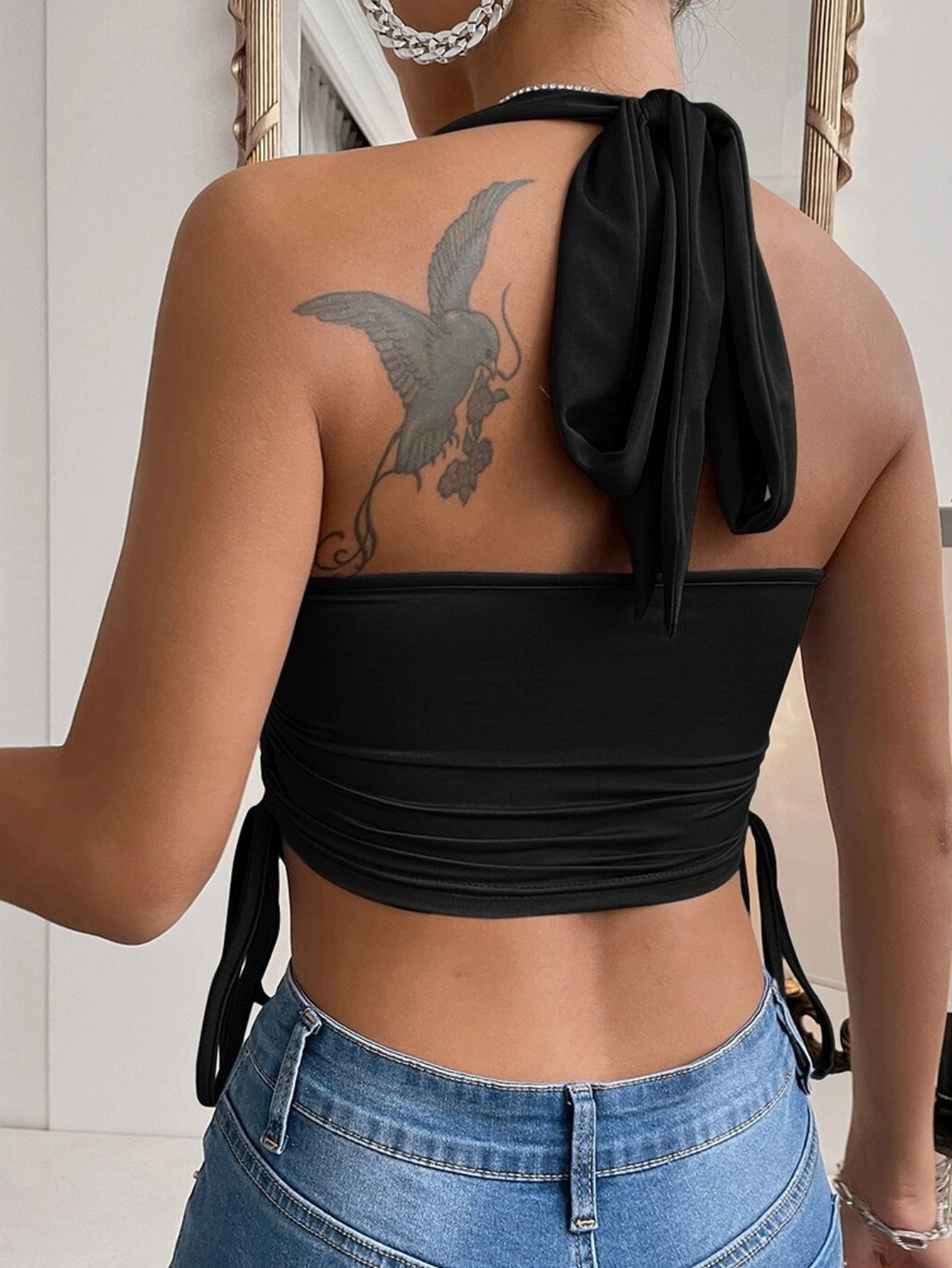 Ruched Slim Fit Halter Tank Top