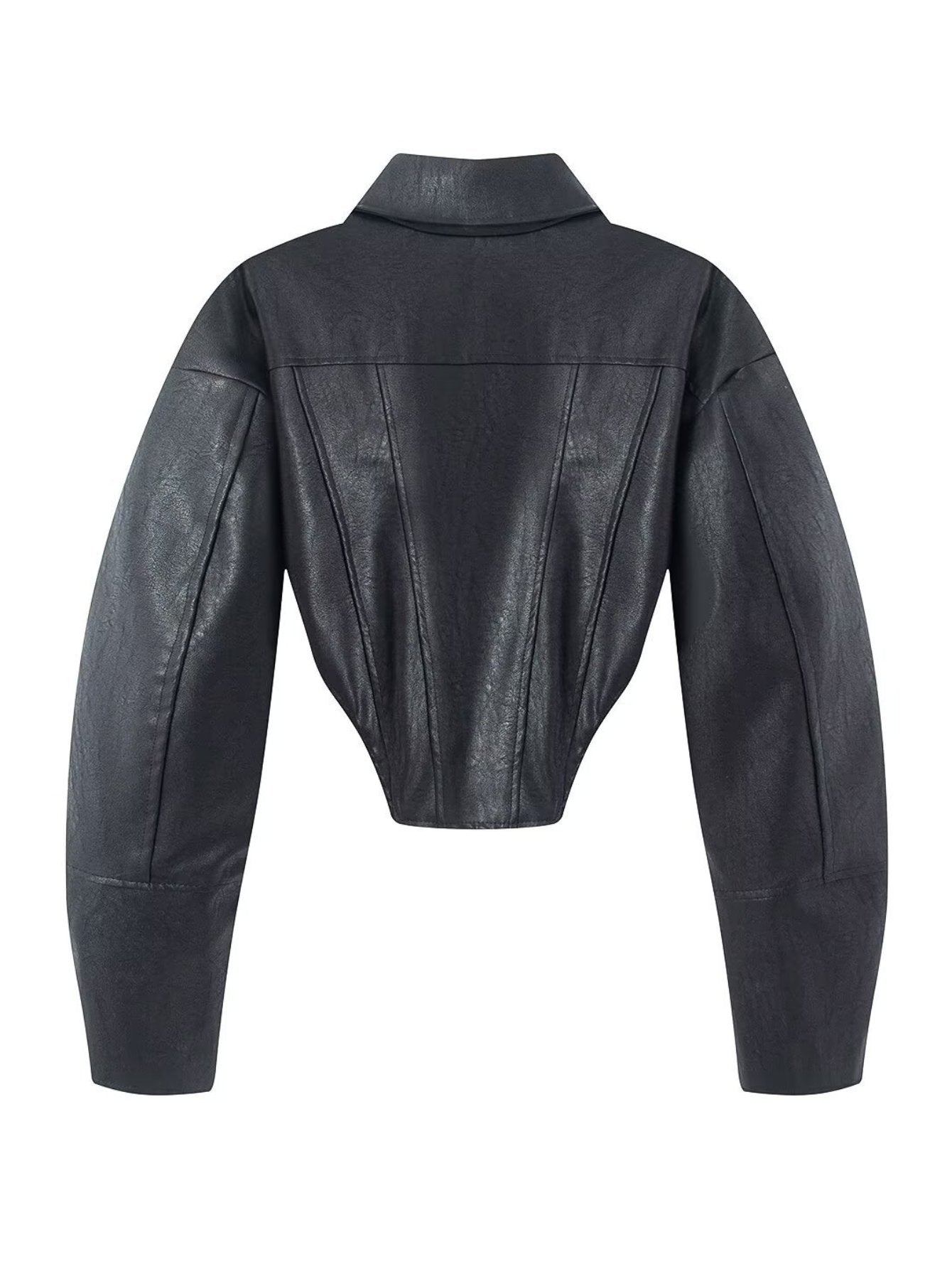 Cropped Faux Leather Corset Jacket