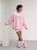 Oversized Graphic Print Fleece Sweatshirt