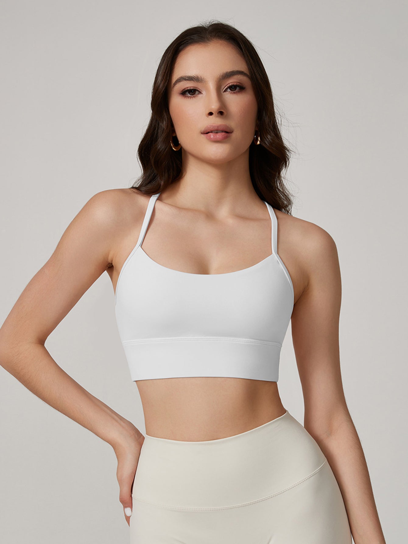 Thin-Strap Body-Fit Versatile Yoga Vest-White