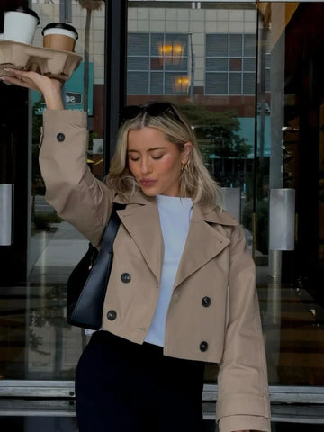 Double Breasted Cropped Trench Coat