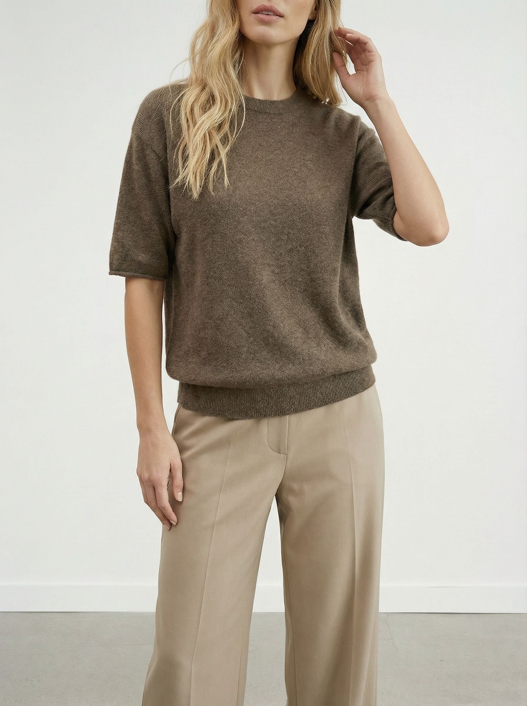 Cozy Relaxed Fit Short Sleeves Casual Sweater