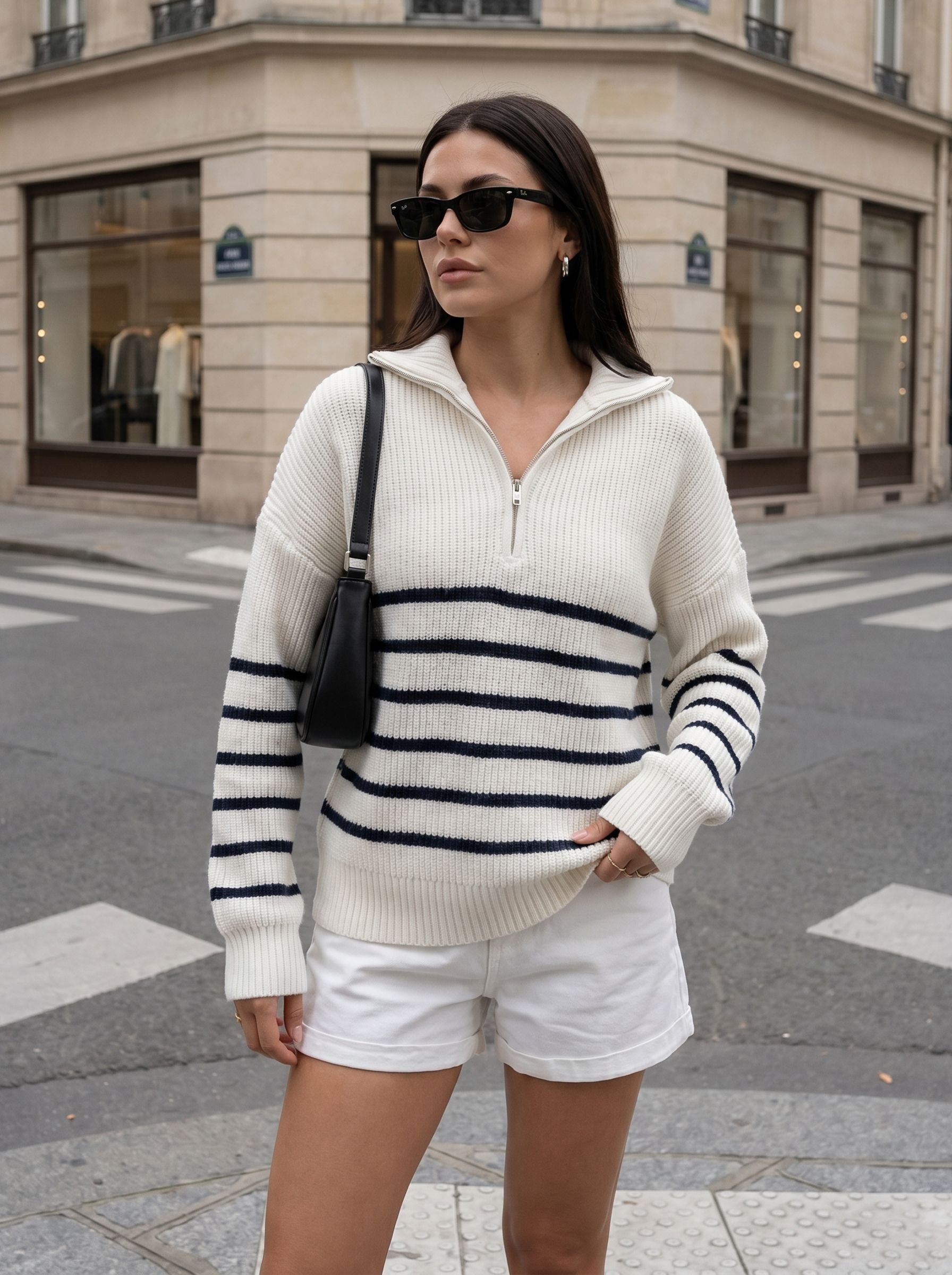 Striped Half Zip Pullover Sweater