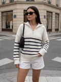 Striped Half Zip Pullover Sweater