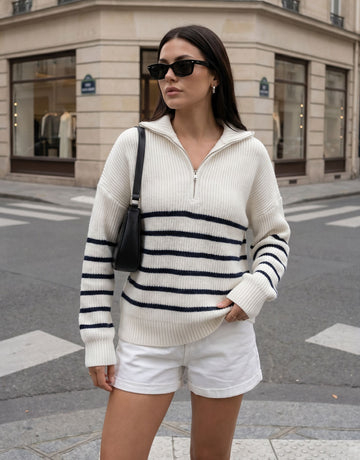 Striped Half Zip Pullover Sweater