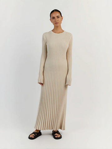 Slim Fit Ribbed Knit Maxi Dress