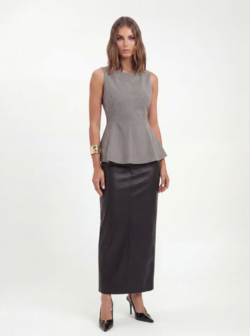 Urban Revivo Tailored Sleeveless Ruffle Hem Overhead Shirt-Midium Grey Heather