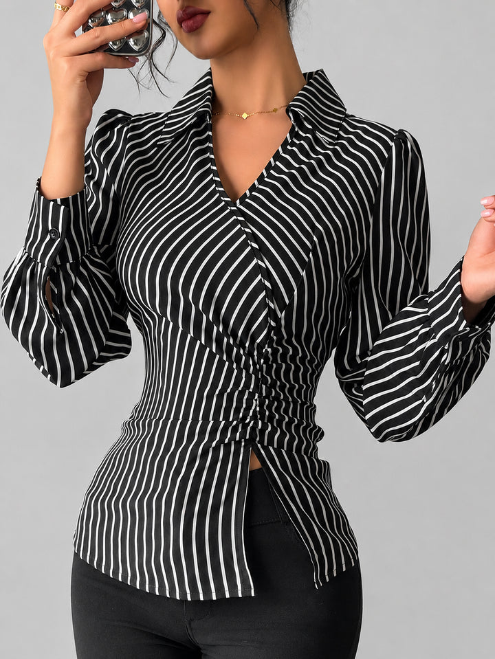 Slim Fit Striped Button Down Shirt