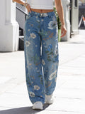 Floral Print Wide Leg Jeans