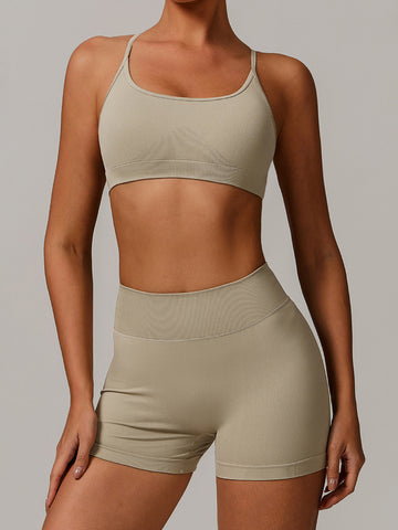 Round Neck Panel Sports Bra