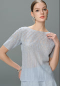 Sheer Shimmer Knit Boatneck Pullover