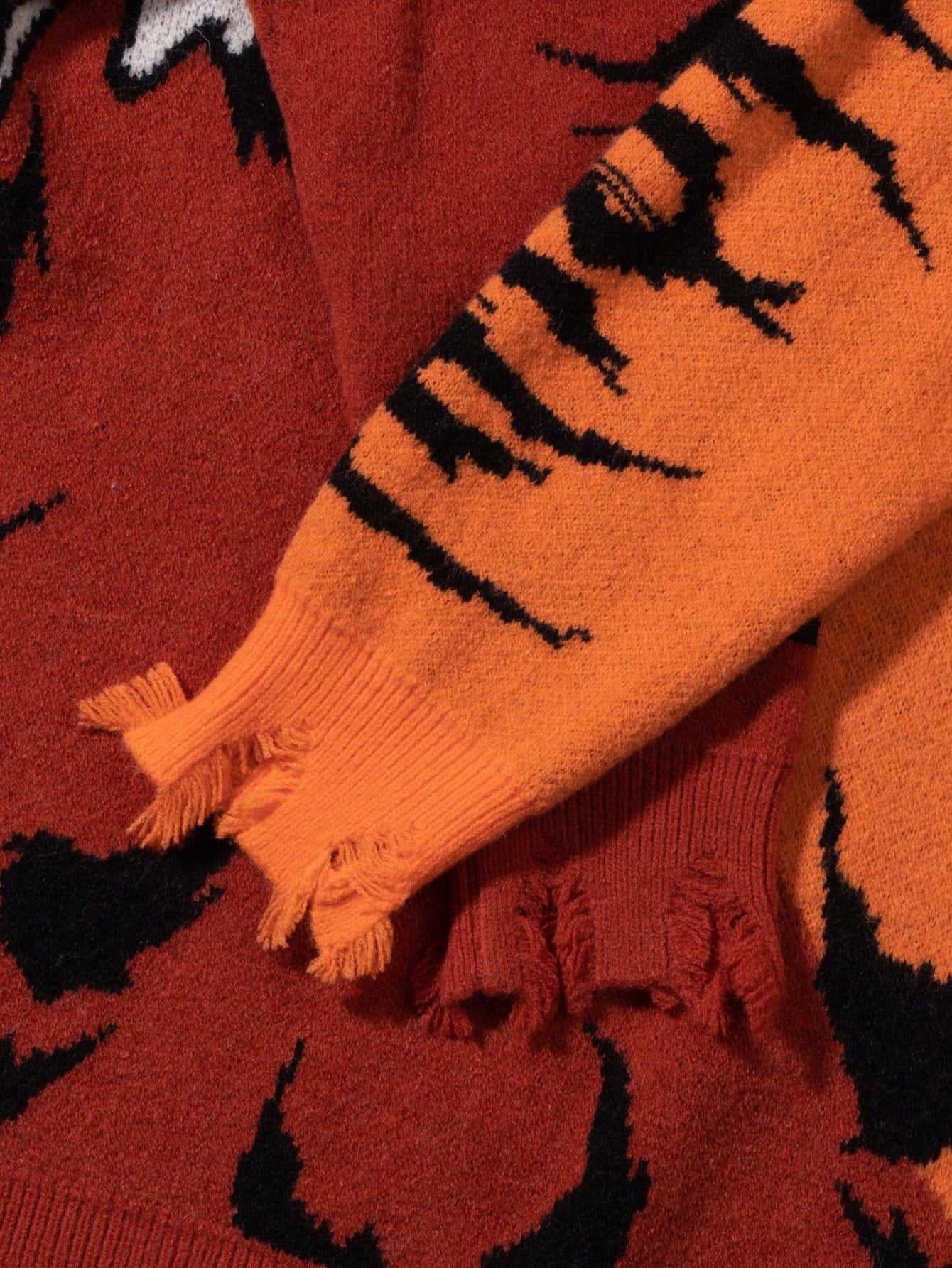 Distressed Graphic Oversized Knit Sweater