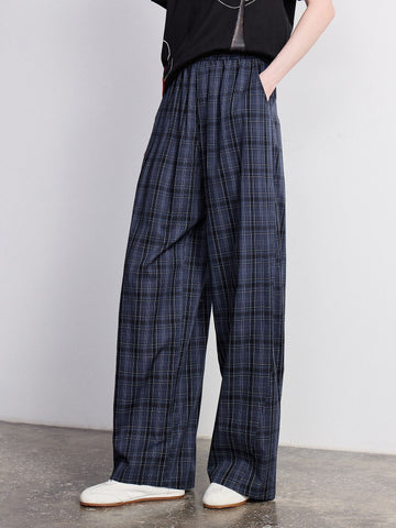 High Waisted Plaid Wide Leg Pants