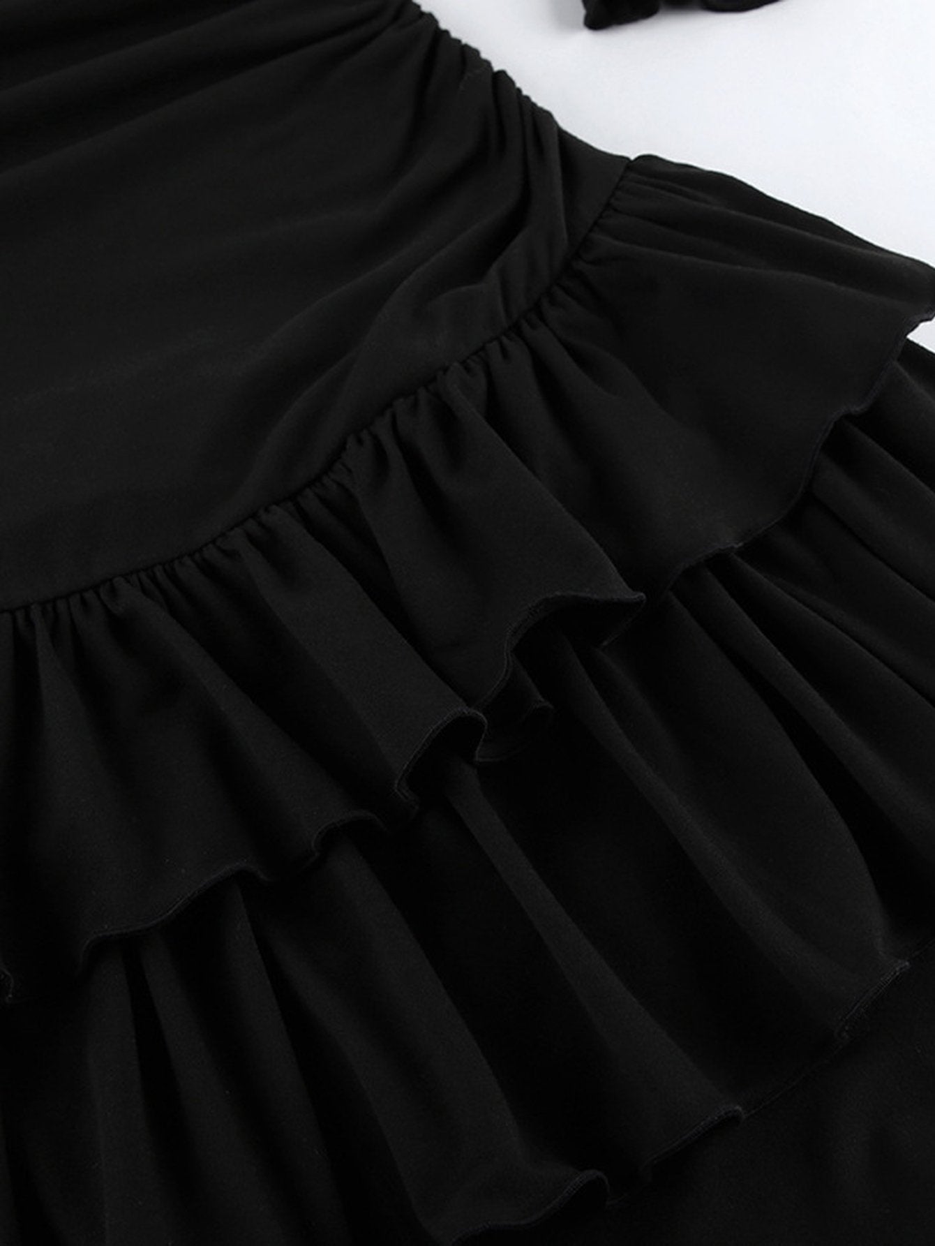 Ruched Tiered Long Sleeve Mini Dress