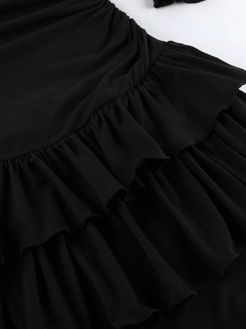 Ruched Tiered Long Sleeve Mini Dress
