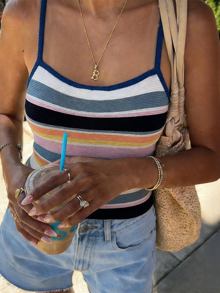 Colorful Striped Knit Camisole Tank Top