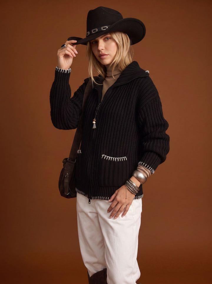 Chunky Ribbed Zip Up Cardigan
