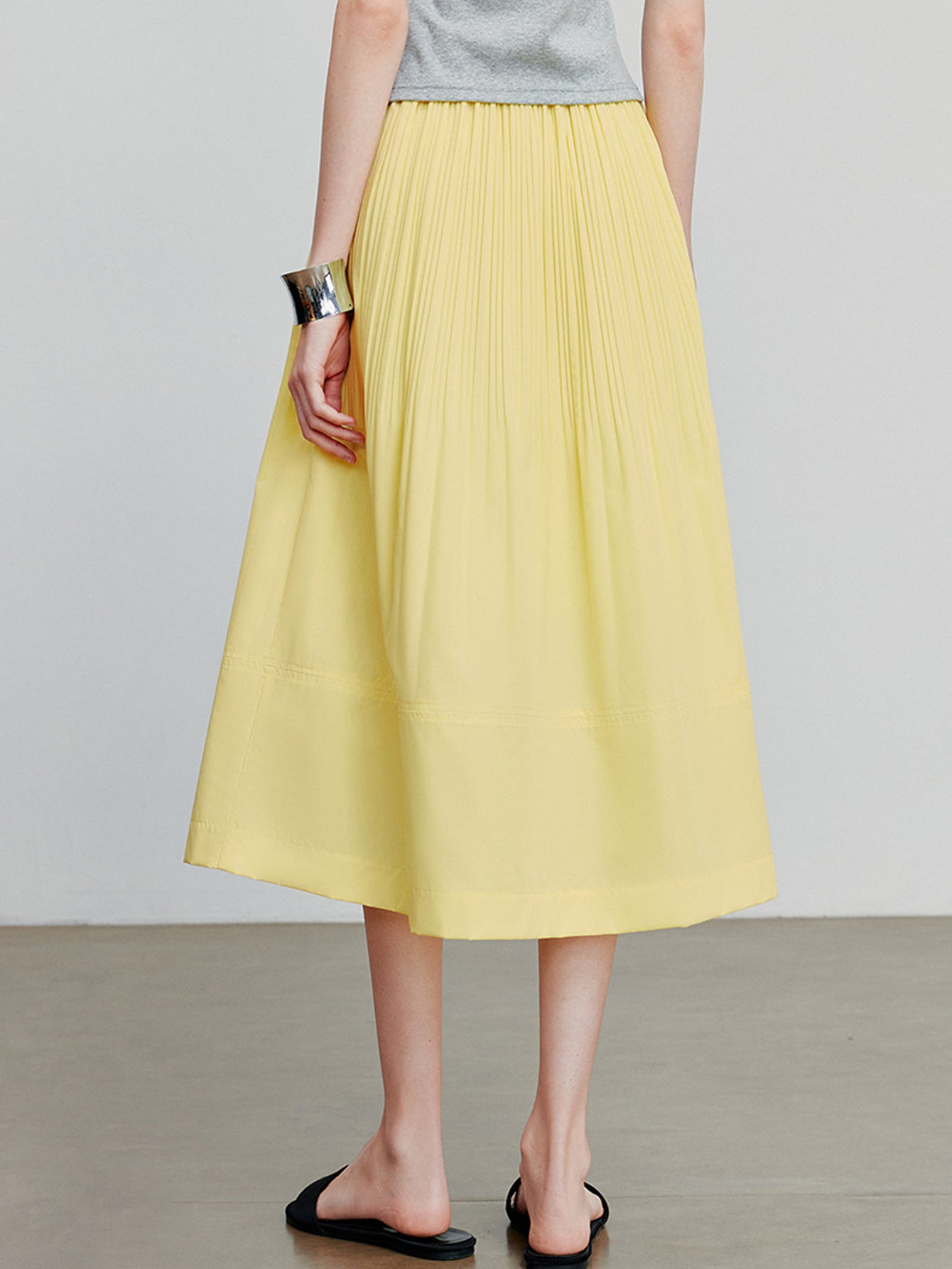 High-Waisted A-Line Minimalist Midi Skirt