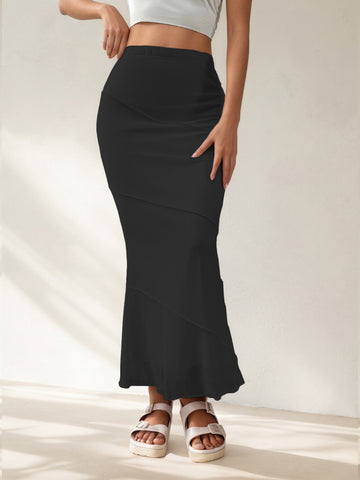 Layered Ruffle Mermaid Midi Skirt