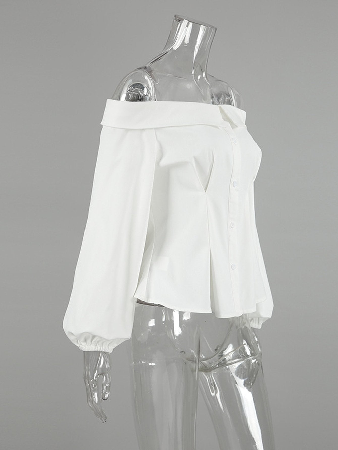 Elegant Off Shoulder Button Down Shirt