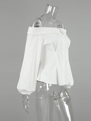 Elegant Off Shoulder Button Down Shirt