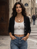 Slim Fit Cropped Button Cardigan
