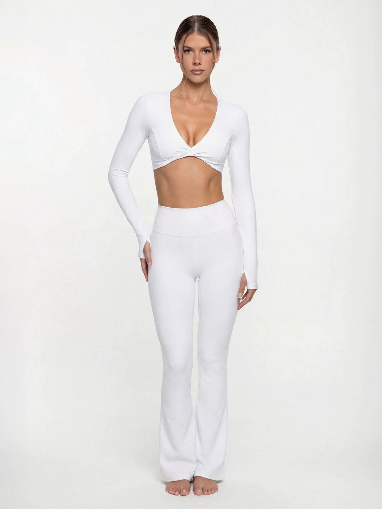 Seamless Twist Crop Flare Legging Set