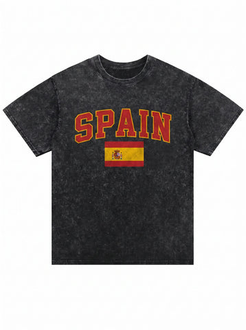 World Cup 2026 Vintage Washed Spain Graphic  T-Shirt