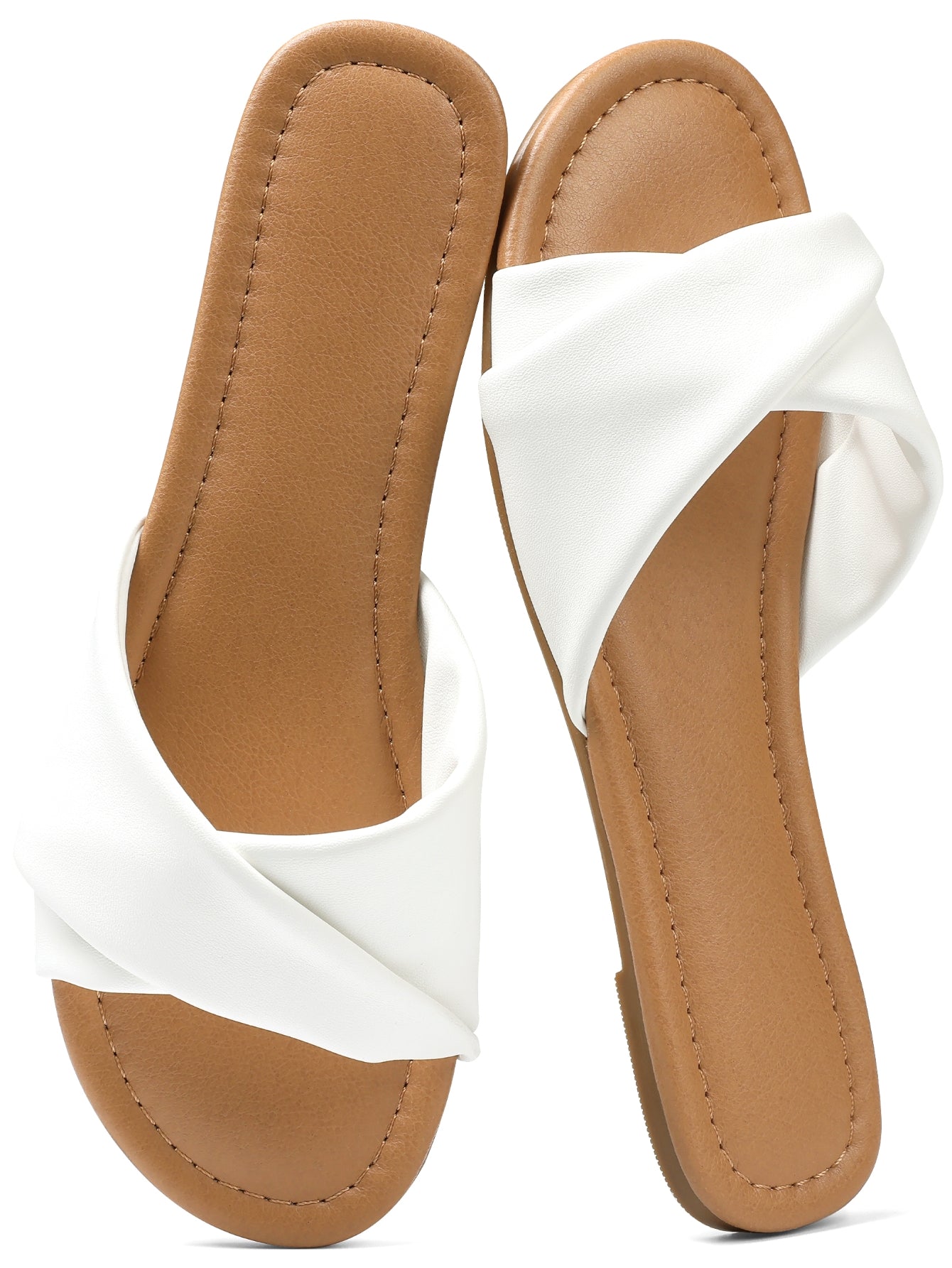 Crisscross Flat Casual Sandals-White