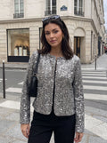 Sparkly Sequin Tweed Cropped Jacket