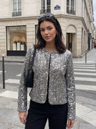 Sparkly Sequin Tweed Cropped Jacket