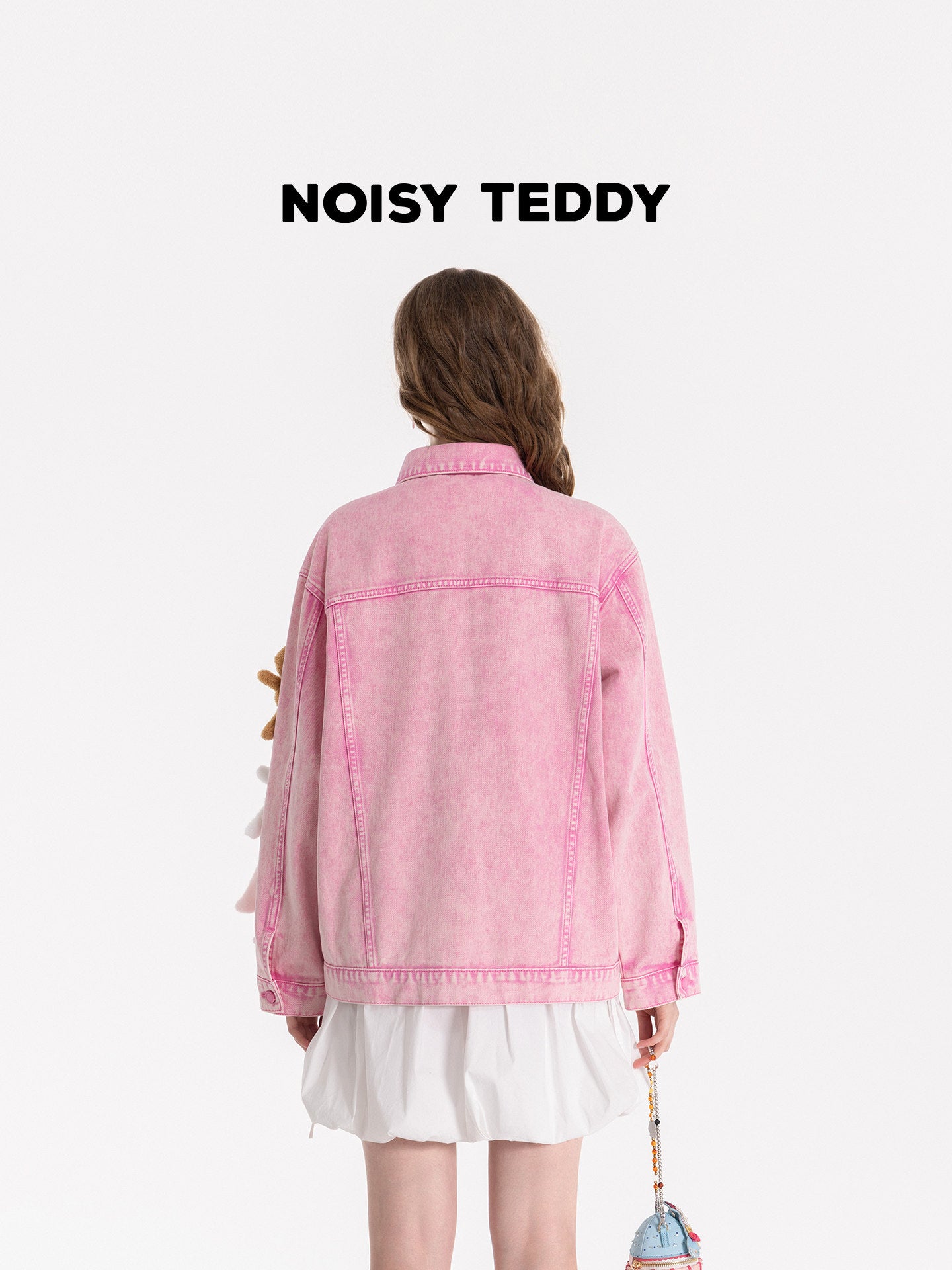 Oversized Pink Graphic Denim Jacket