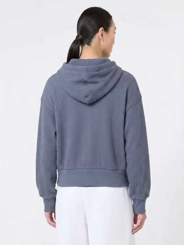 Waffle Knit Cropped Zip Hoodie