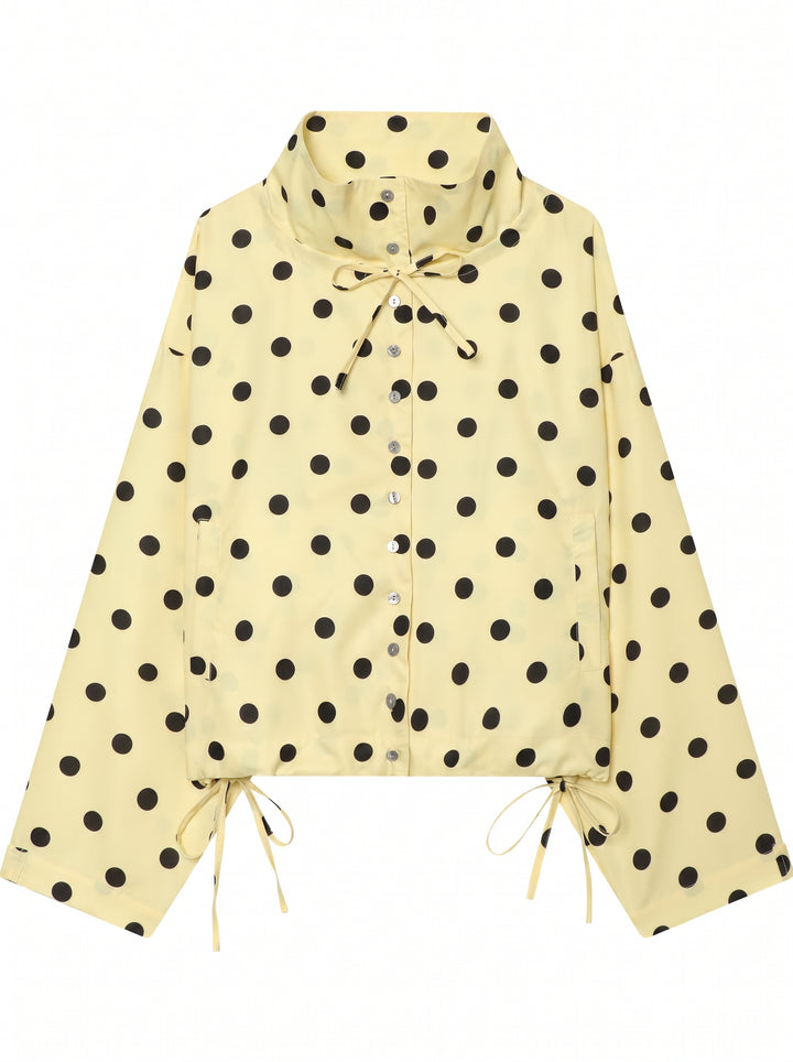 Cute Polka Dot Stand Collar Jacket