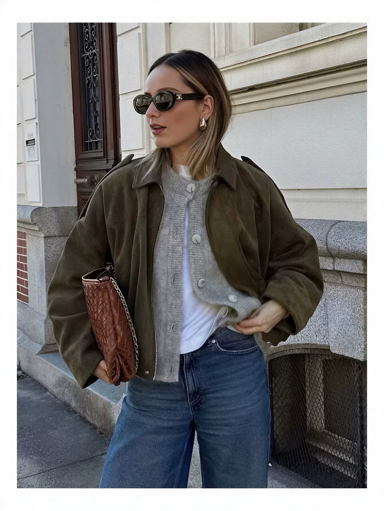 Oversized Suede Bubble Hem Jacket