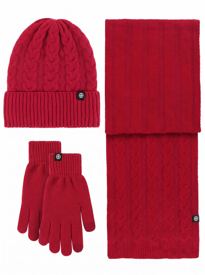 Cozy Warm Winter Hat Scarf 3‑Piece Set