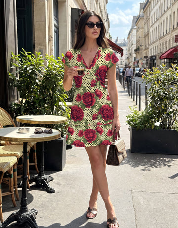 tabstabby9589 -'s Red Rose Polka Dot Print Mini Dress