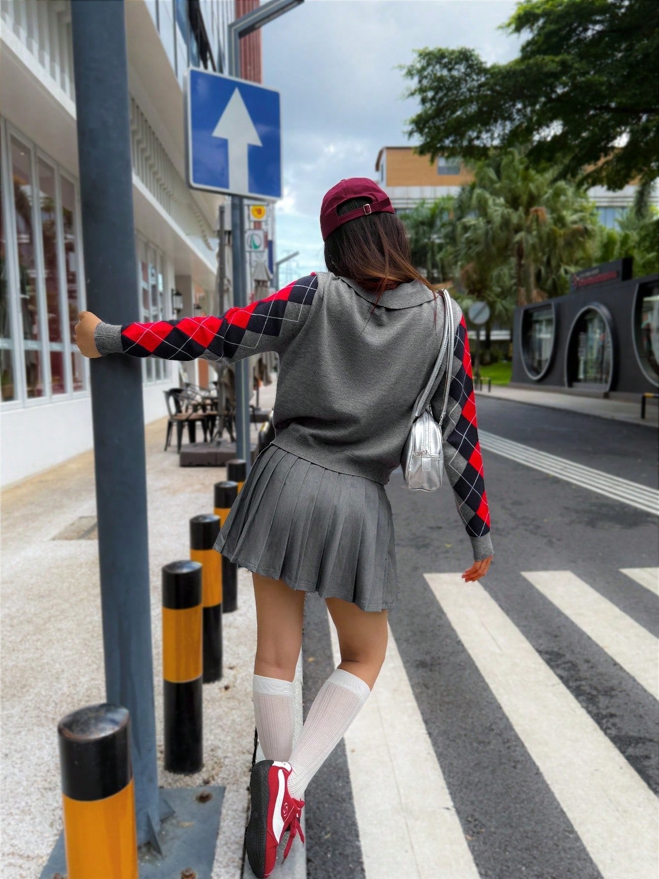 Preppy Argyle Collared Knit Sweater