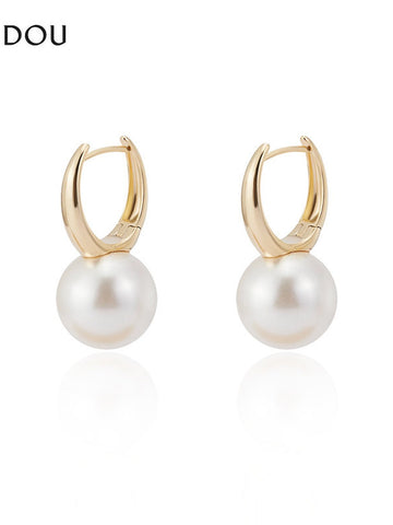 Elegant Minimalist Pearl Hoop Earrings