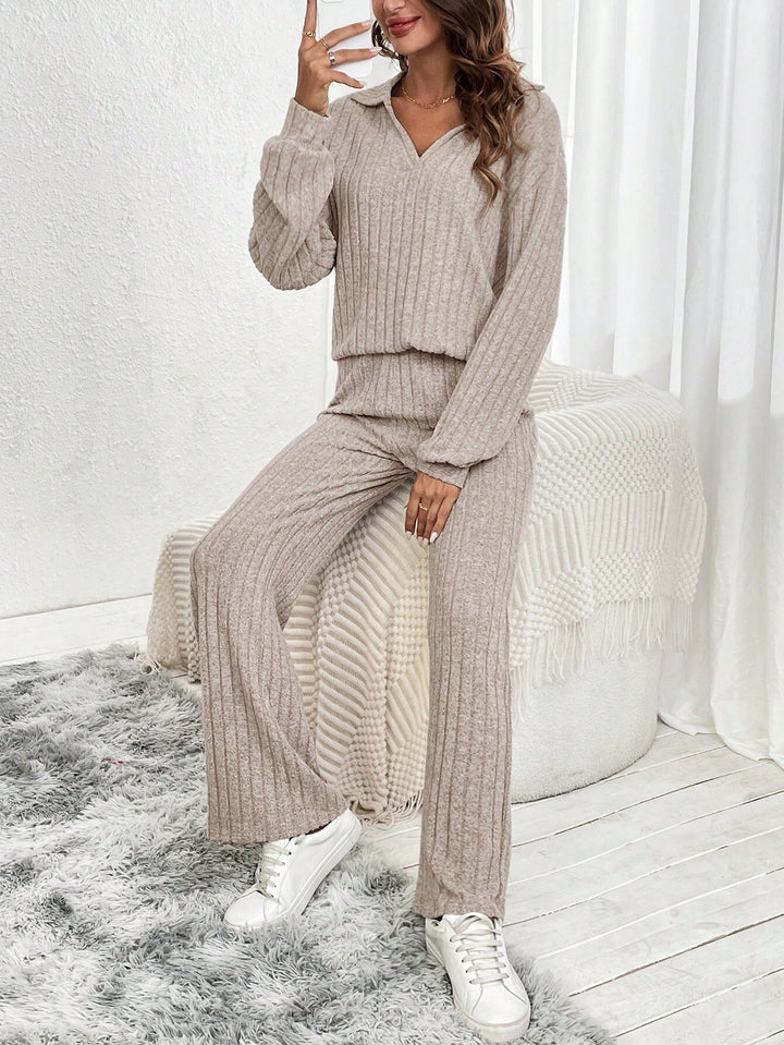 Cozy Ribbed Knit Lounge Pant Set