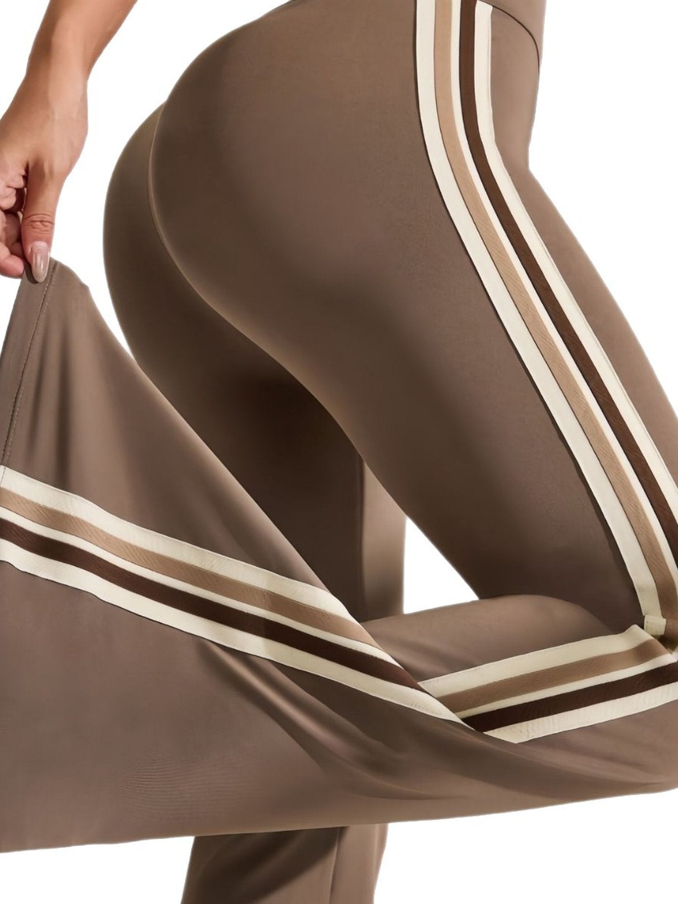 High Waisted Striped Flare Leggings