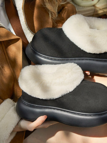 Fuzzy Platform Suede Ankle Boots