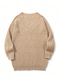 Oversized V Neck Chunky Knit Sweater