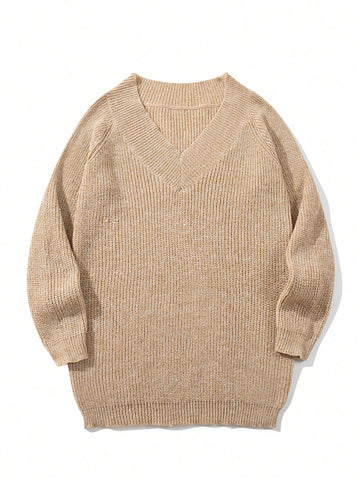Oversized V Neck Chunky Knit Sweater