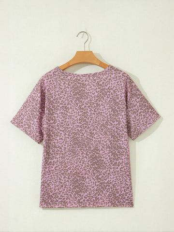 Leopard Star Studded Graphic T Shirt