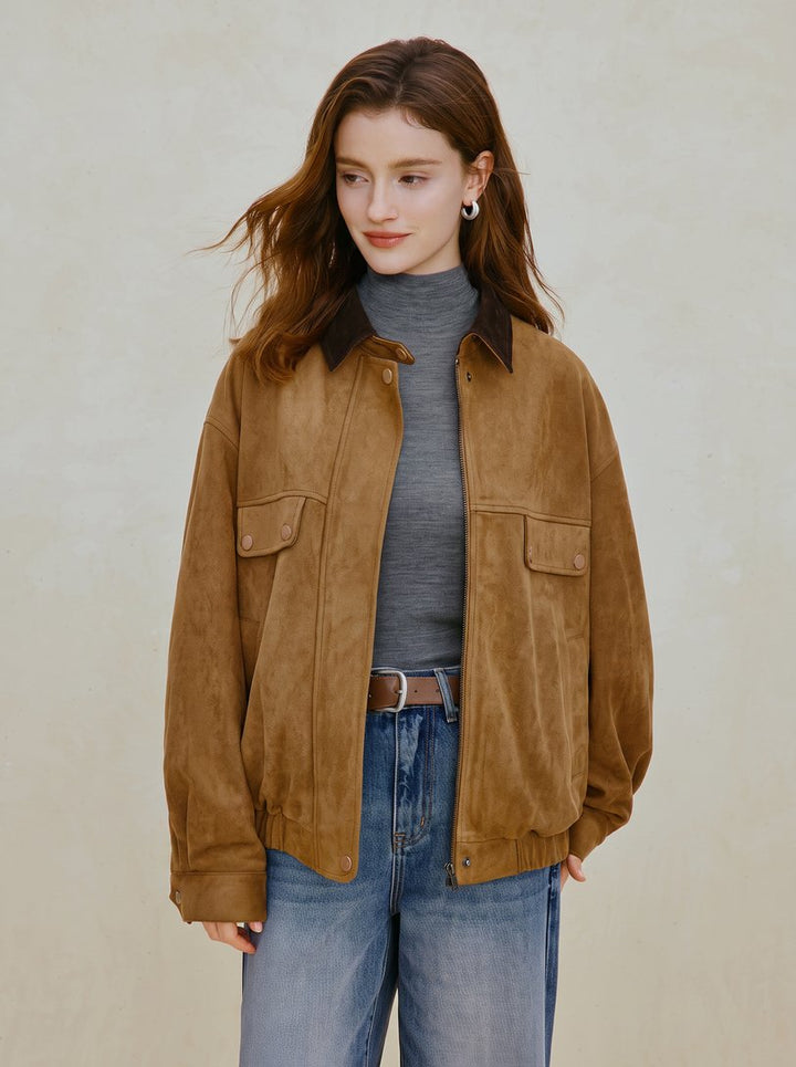 Cozy Suede Oversized Utility Jacket