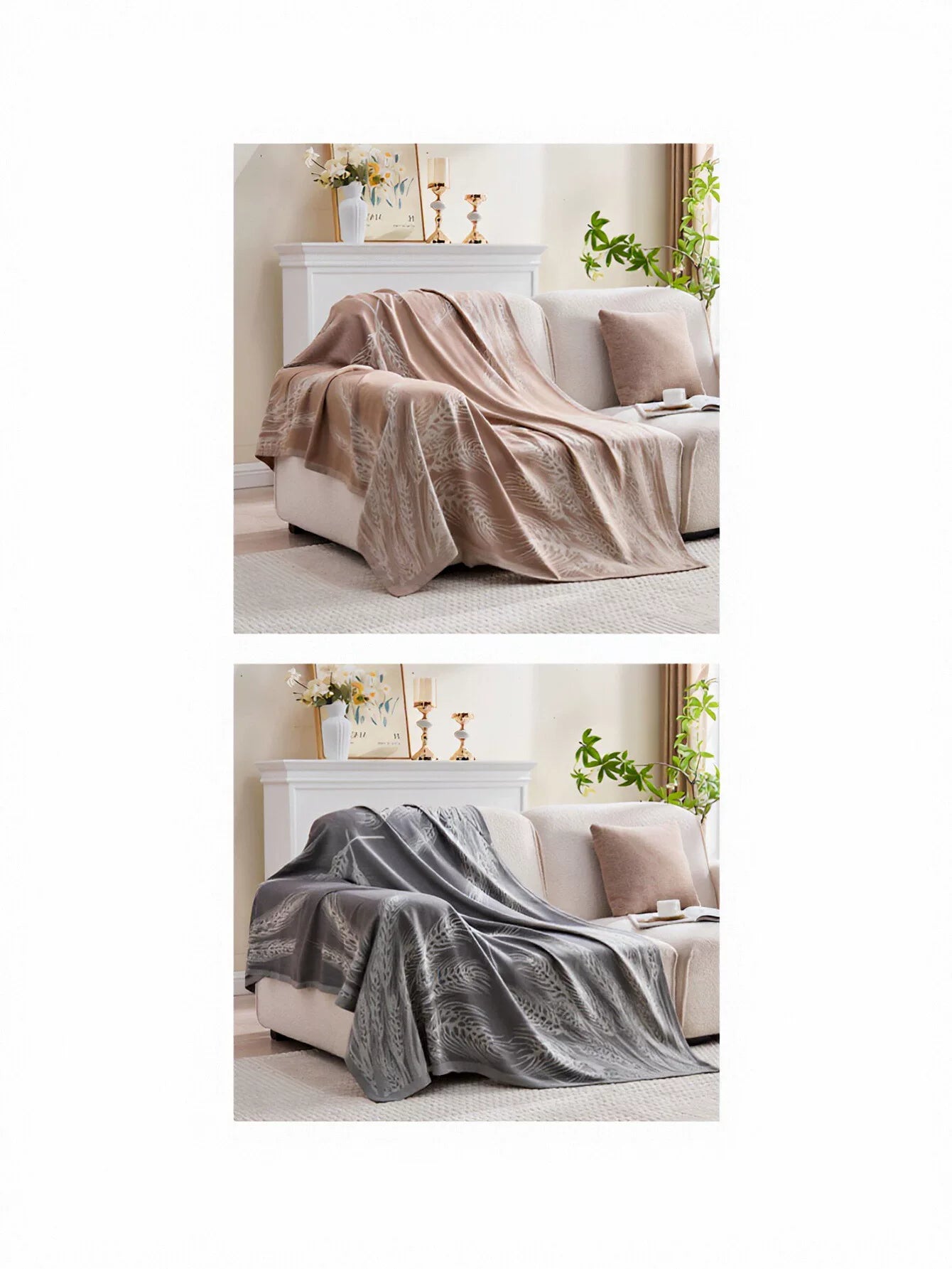 Soft Cozy Botanical Woven Throw Blanket
