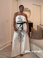 Embroidered Strapless Boho Pants Set